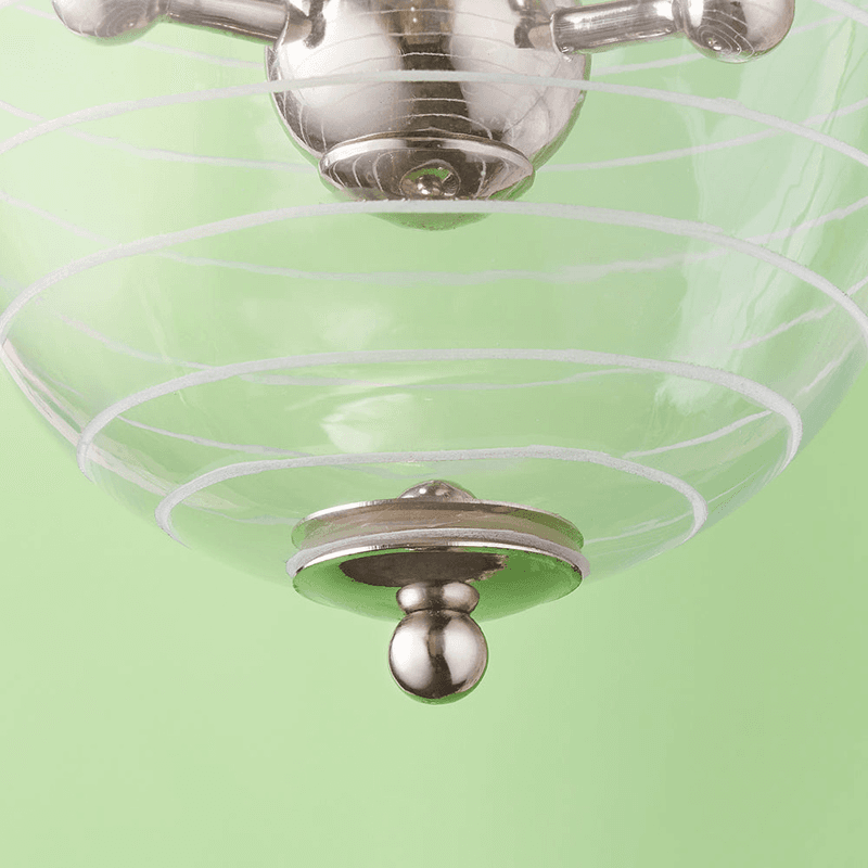 Valerie Etched Glass Pendant, 63 x 36cm, Nickel