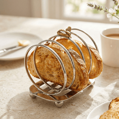 Image showing the Bee Toast Rack, Silver & Gold product.