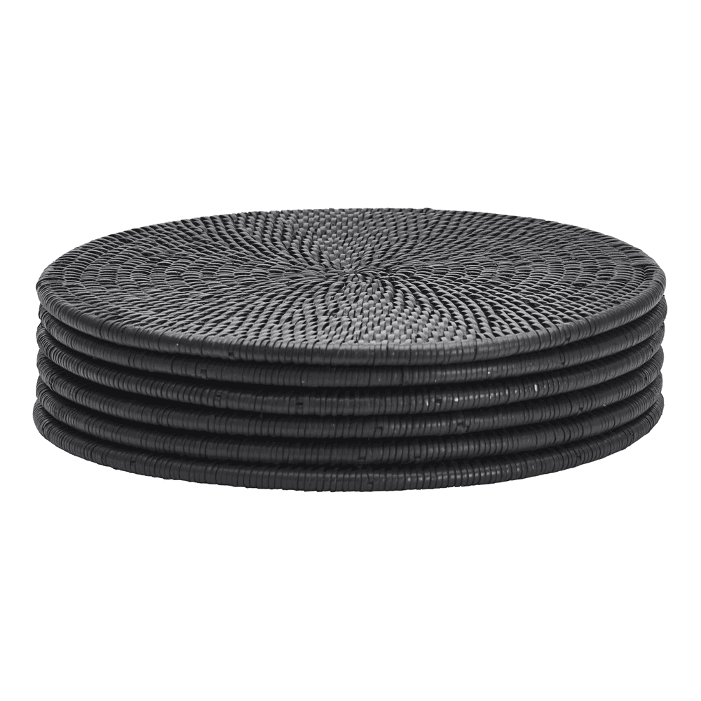 Ashcroft Set of 6 placemats, Dia29cm, Charcoal Rattan