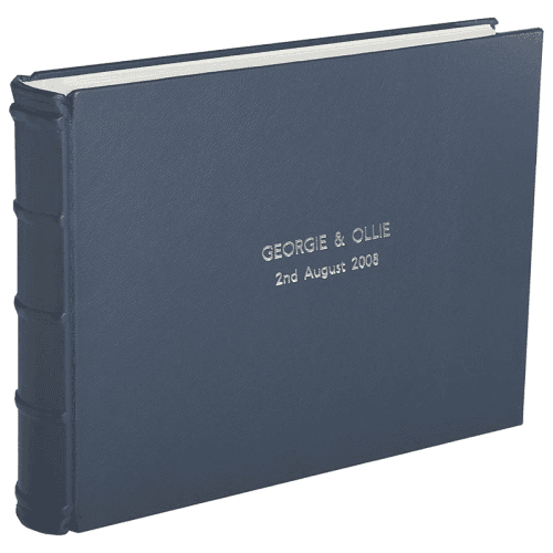 Image showing the Leather Landscape Photograph Album, L30.6 x W39.2cm, Blue product.