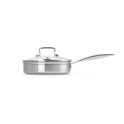 Image showing the Classic 3-ply Saute Pan with Non-Stick Poaching Insert, Stainless Steel product.