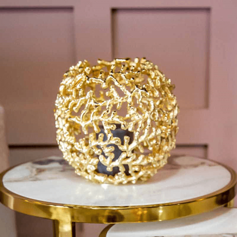 Coral Candle Holder, H15 x D20cm, Gold