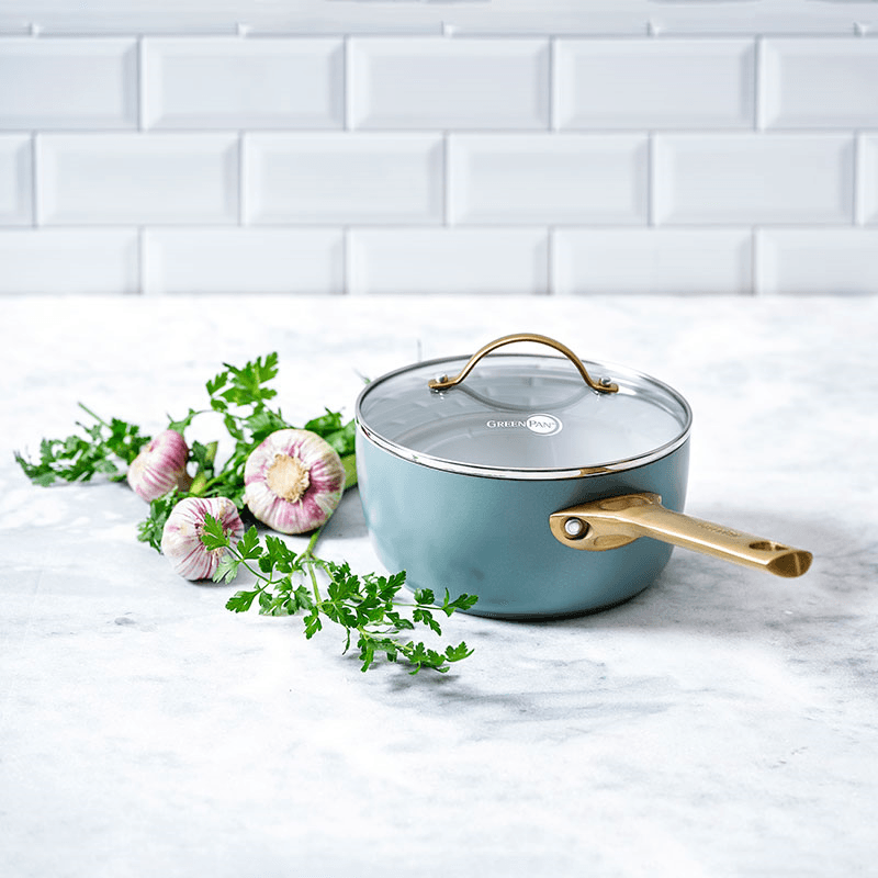 Padova Ceramic Non Stick 11 Piece Cookware Set, Sky Blue