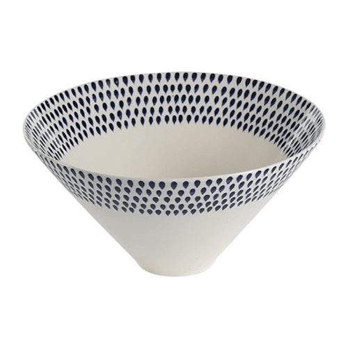 Image showing the Indigo Drop Serving Bowl, D30cm, Cream and Indigo product.