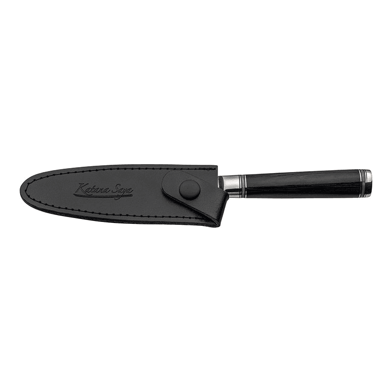 Katana Saya Pakkawood Utility Knife, 12cm Damascus Blade