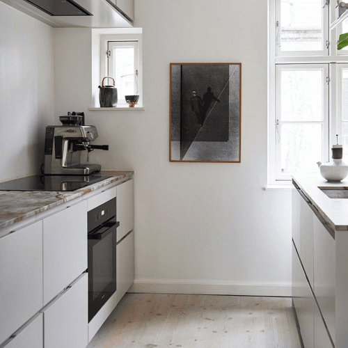Image showing the Walk The Line Framed Print, 50 x 70cm, Black product.