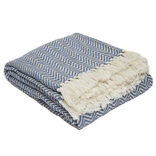 Image showing the Herringbone Blanket, 250cm x 130cm, Navy product.