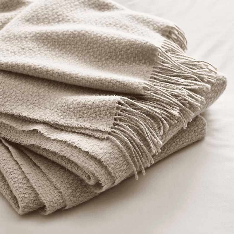 Chepstow Cashmere Blend Throw, 140 x 200cm, Oat