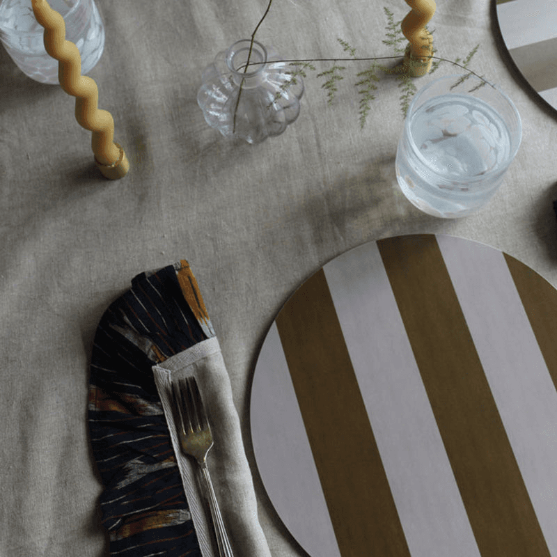 Stripe Placemat, D28cm, Ochre