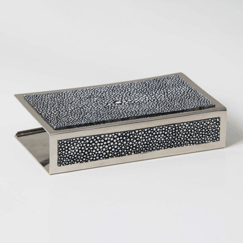 Image showing the Large Match Box Holder, 13 x 7cm, Charcoal Shagreen product.