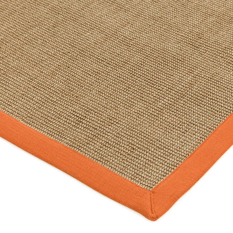 Sisal linen border runner, 160 x 230cm, orange
