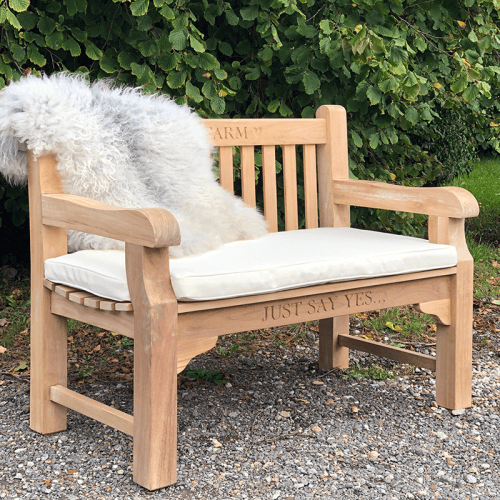 Image showing the Personalised Snuggle Seat Parkland Garden Bench, Teak product.
