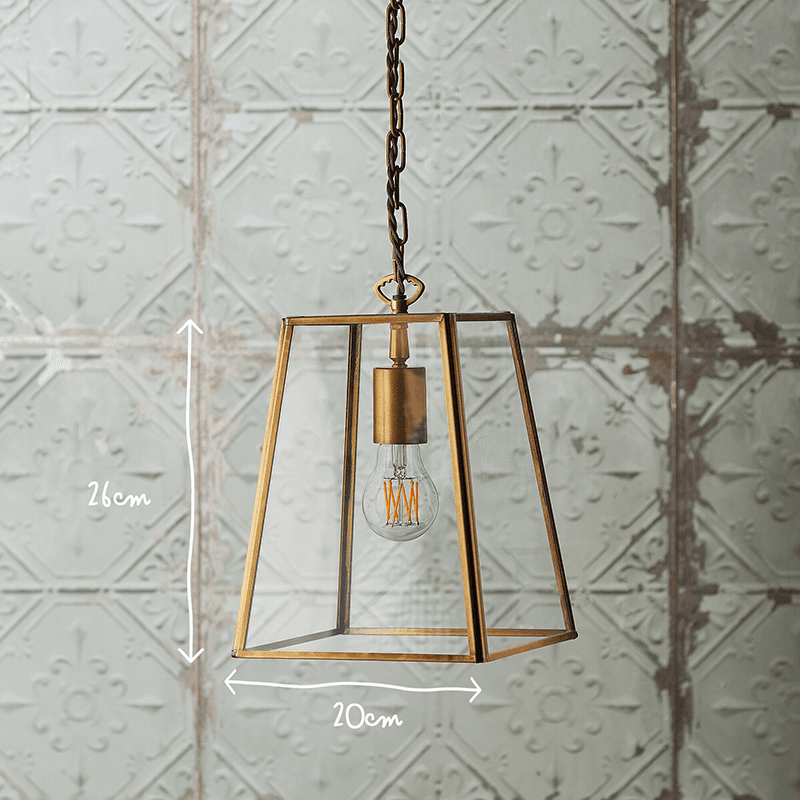 Luxor Small Lantern Pendant, H26cm x W20cm, Antique Brass