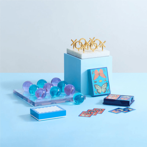 Image showing the Acrylic Tic Tac Toe Set, 30.5 x 30.5cm, Turquoise & Purple product.