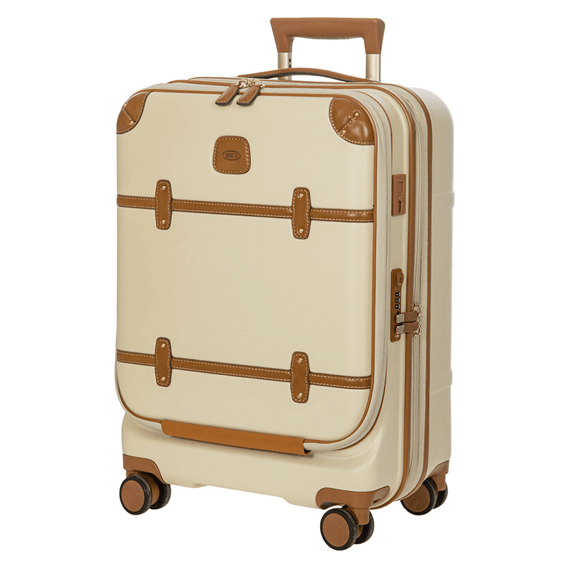 Bellagio Carry-On Suitcase with Front Pocket, H55 x L38 x W23/27cm, Cream