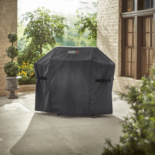 Image showing the Grill cover premium spirit II 300 - fits spirit II 300 & spirit EO-210/220 & all 300 series, H106.68 x W45.21 x D129.54cm, black product.