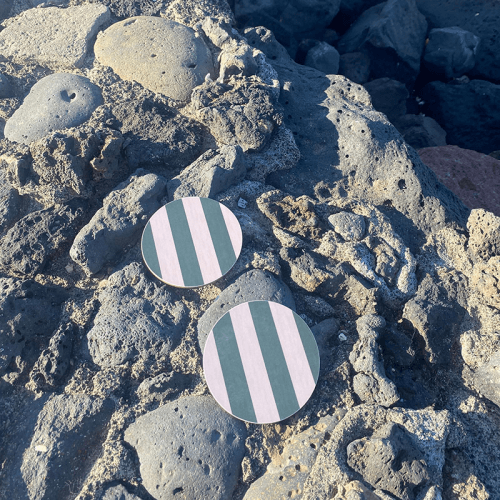 Image showing the Stripe Set of 4 Coasters, D10cm, Forest Green product.