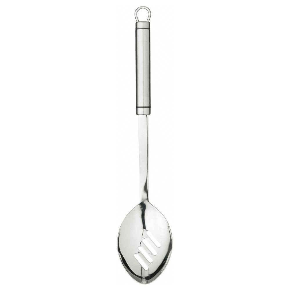 Oval Handled Slotted spoon, stainless steel