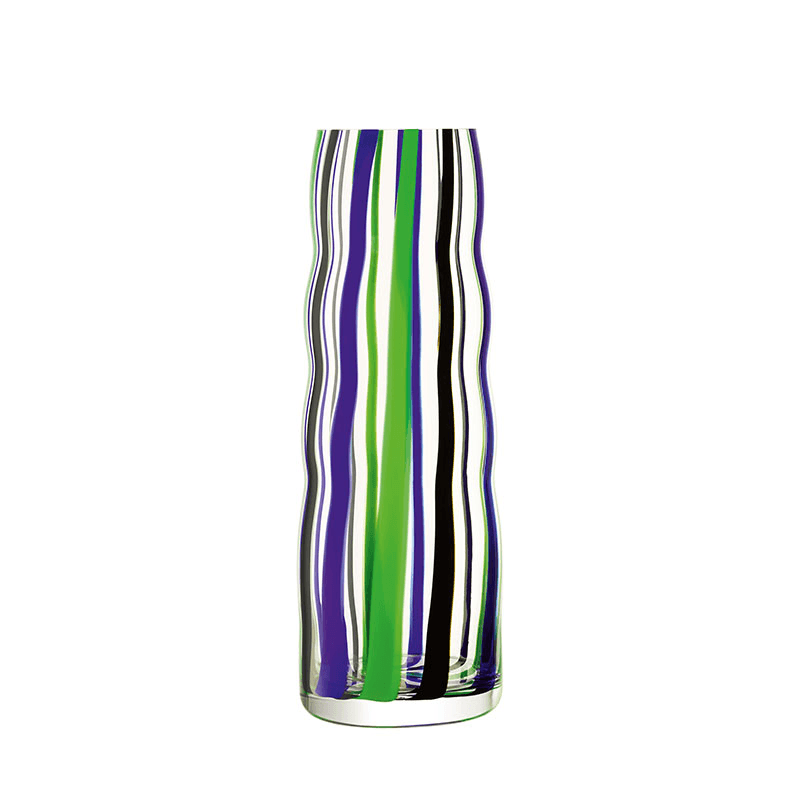 Folk Vase, H42cm, Black/Blue/Green