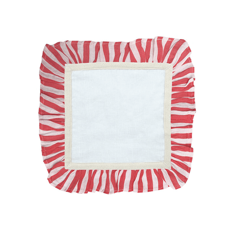 Candy Stripe Set of 2 Napkins, 33 x 33cm, Cherry Red
