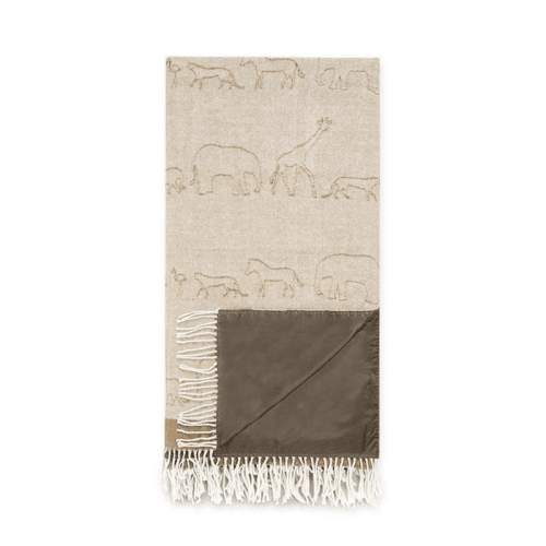 Image showing the Animals of the Savannah Knitted Picnic Blanket, Tan product.