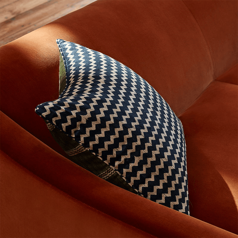 Grassetto Zigzag Cushion Cover, 51 x 51cm, Cedar Green / Indigo