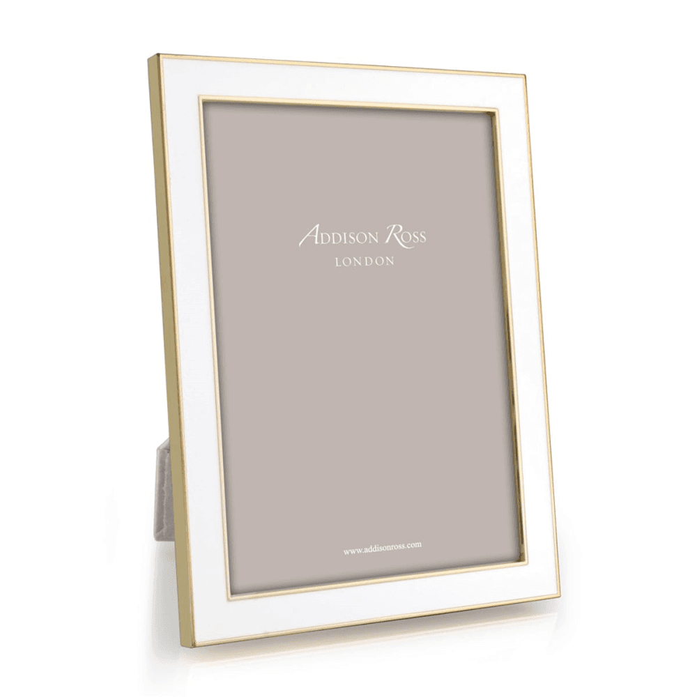 Enamel Range Photograph frame, 8 X 10" with 15mm border, White With Gold Plate