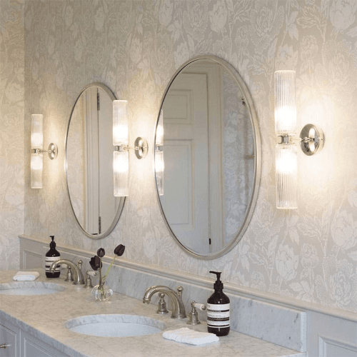 Image showing the Claremont  Flutted Glass Wall Light, H40cm, Polished Nickel product.