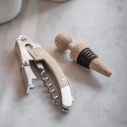 Image showing the Bottle Opener and Stopper Set, Oak product.