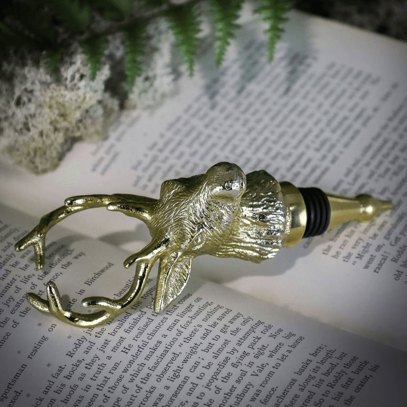 Stag Bottle Stopper, H18.5 x W6cm, Gold