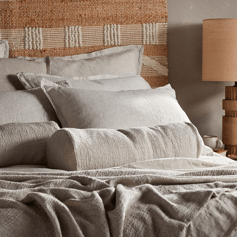 Sid Stripe Linen Oxford Pillowcase, Standard, Natural Stripe