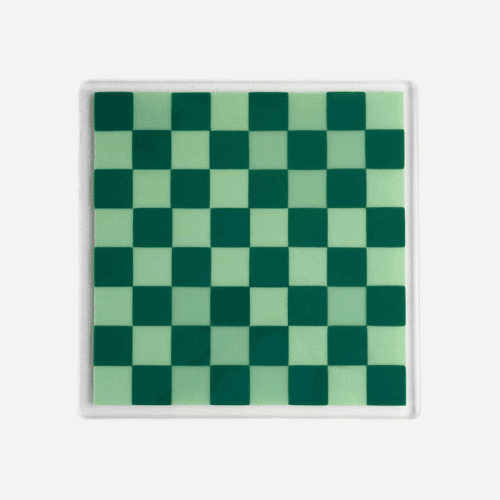 Image showing the David Perry Draughts/Chessboard, 35x35x1cm, Light & Dark Green product.