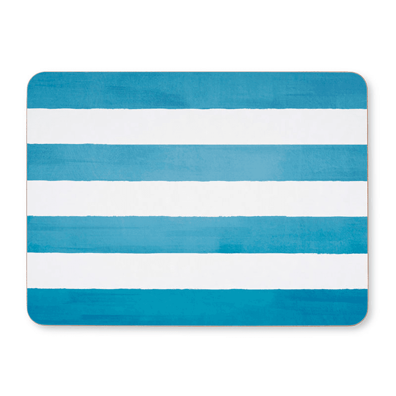 Stripe Rectangle Placemat, 38 x 29 cm, Sky Blue