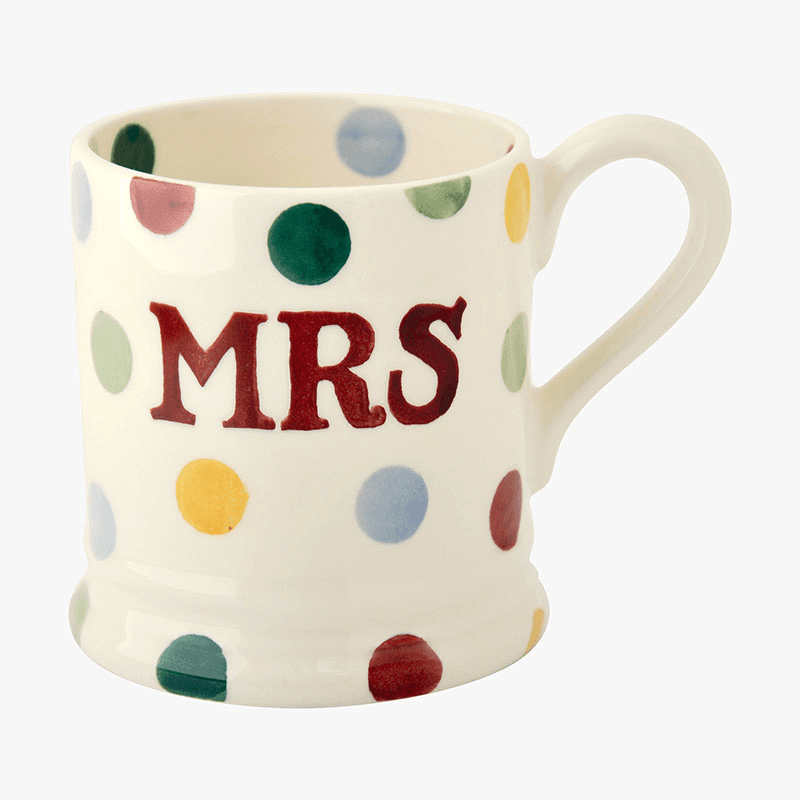 Polka Dot Set of 2 Mr & Mrs Mugs, 300ml, Cream