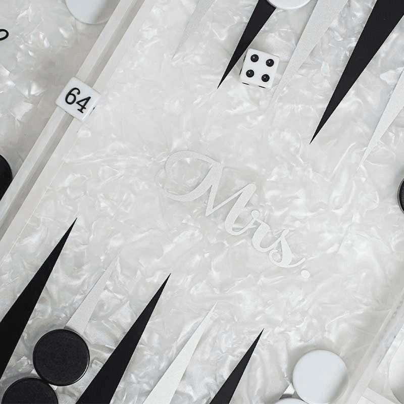 Mr & Mrs Backgammon Board, L45 x W38cm, Black & White