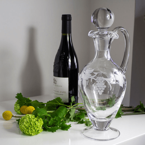 Image showing the Grapevine Handled Wine Decanter, 800ml, Clear product.