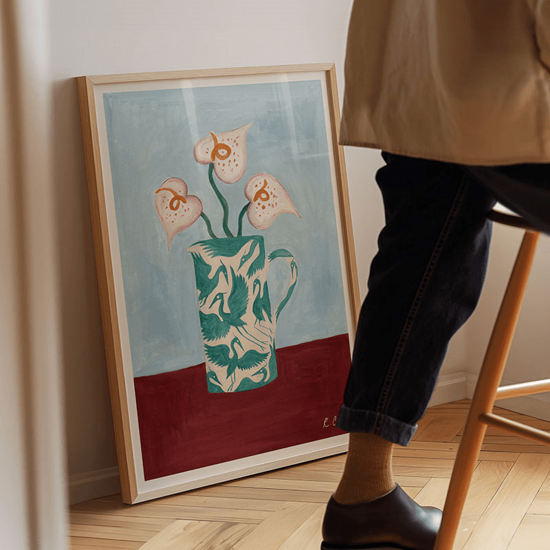 Herons Jug Print, A3, Teal