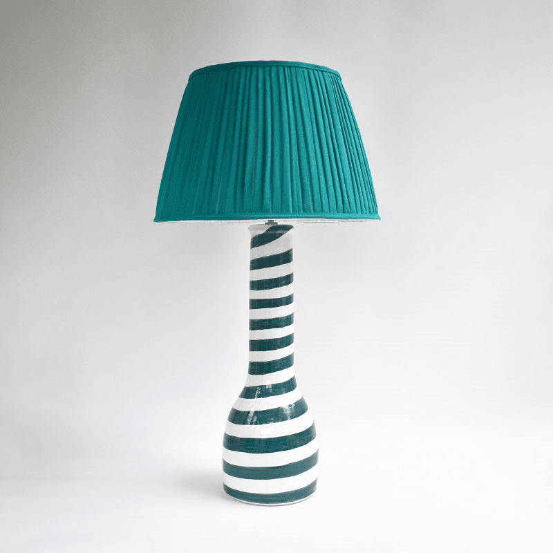 Côte d’Azur Collection Soho Hand Thrown & Glazed Table Lamp Base Only, Teal Green/White