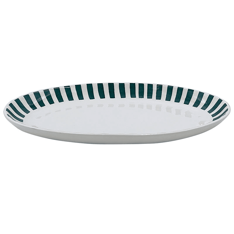 Stripes Platter, L40 x W25cm, Green