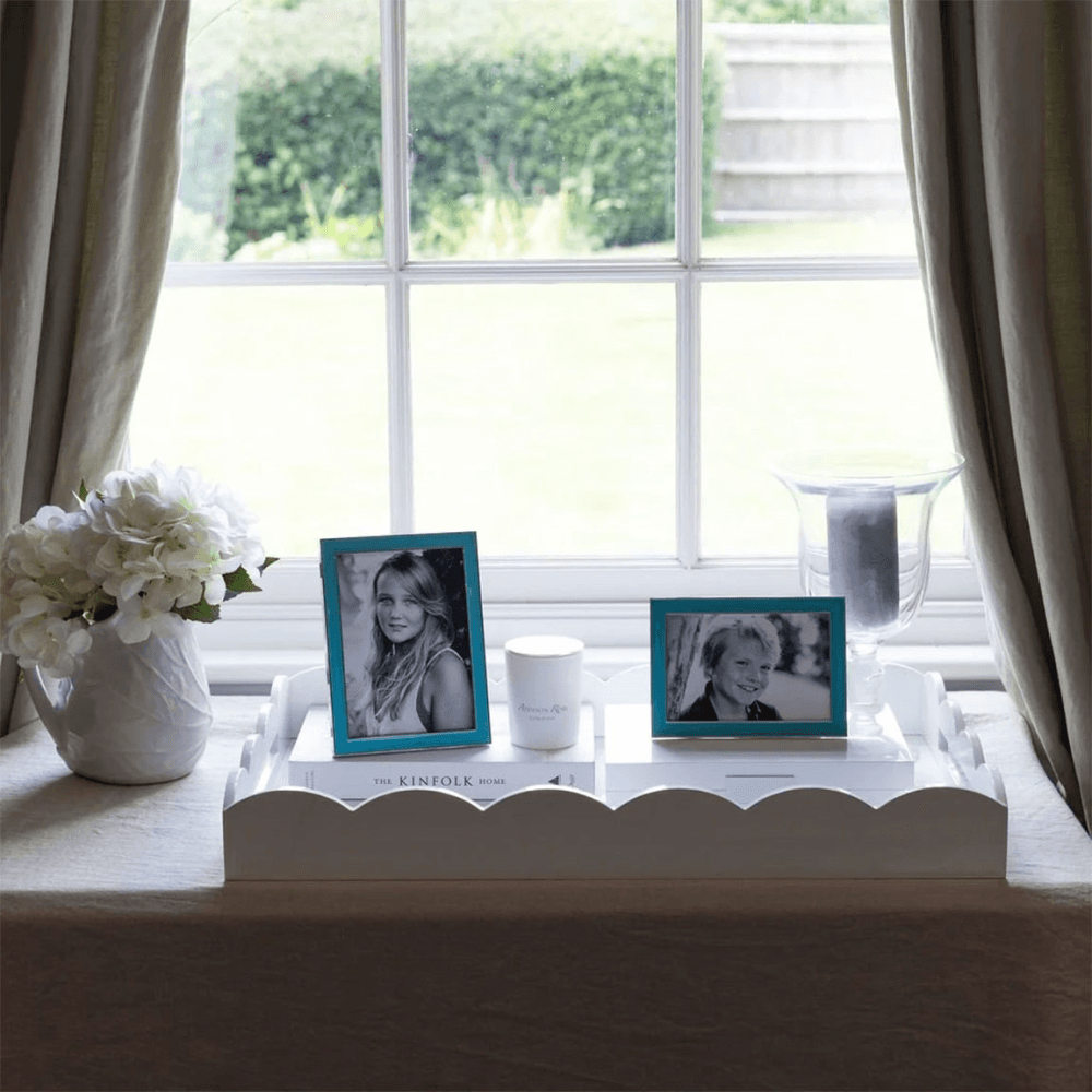 Enamel Silver Plate Photo Frame
