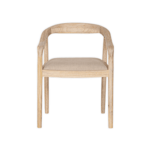Image showing the Anbu Mango Wood Upholstered Dining Chair, Natural product.