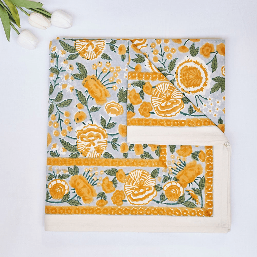 Penelope Large Tablecloth, 150 x 300cm, Yellow/Grey