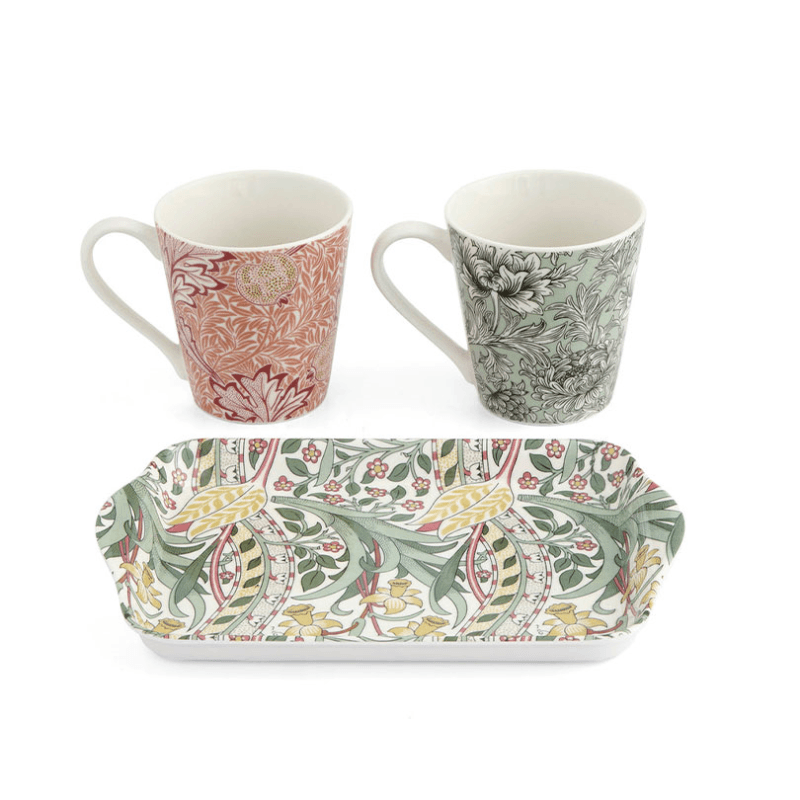 Morris & Co Mug & Tray Set, 180ml, Multi