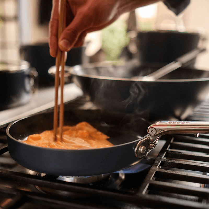 Space Folding Ceramic Non-Stick 2 Piece Frying Pan Set, Midnight Blue