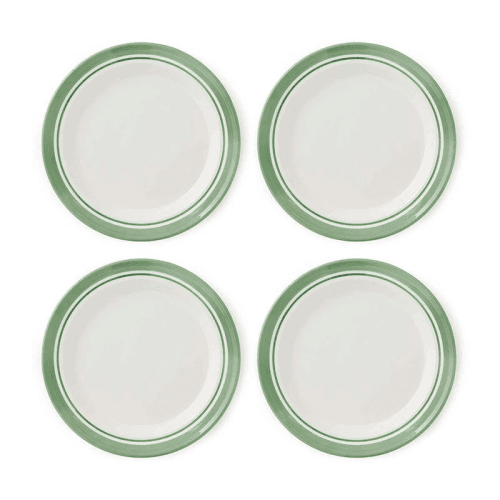Image showing the Potter's Stripe Set of 4 Dinner Plates, D26cm, Green product.