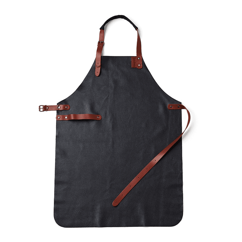 Leather apron, H98 x W60 x L98cm, Black/Brown