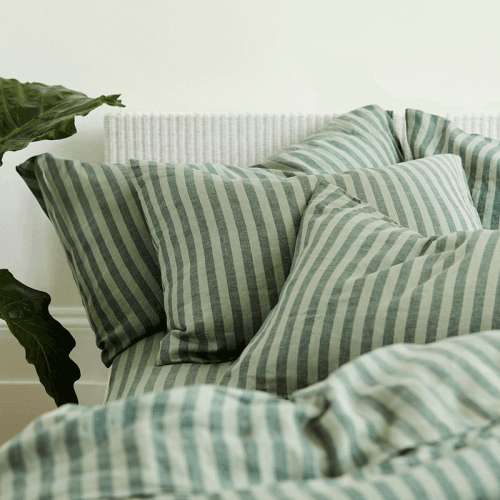 Image showing the Pembroke Stripe Pillowcases, Standard, Pine Green product.