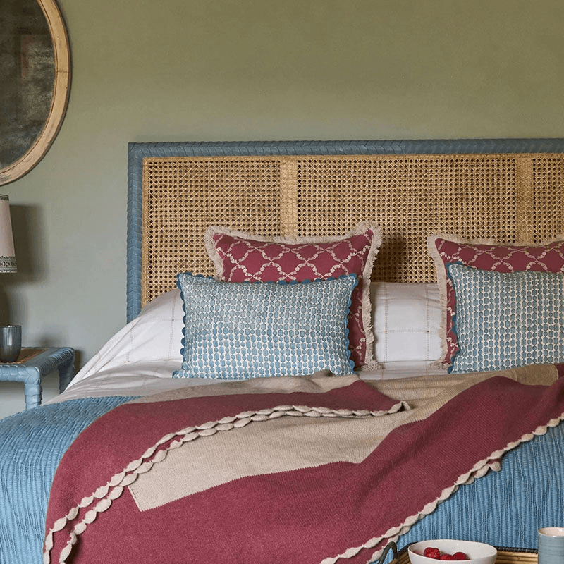 Pavillion King Size Wooden Headboard, Blue