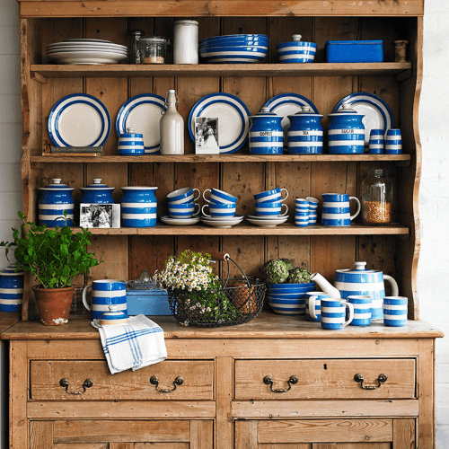 Image showing the Cornishware Set of 4 Pasta Bowls, D24cm, Blue product.