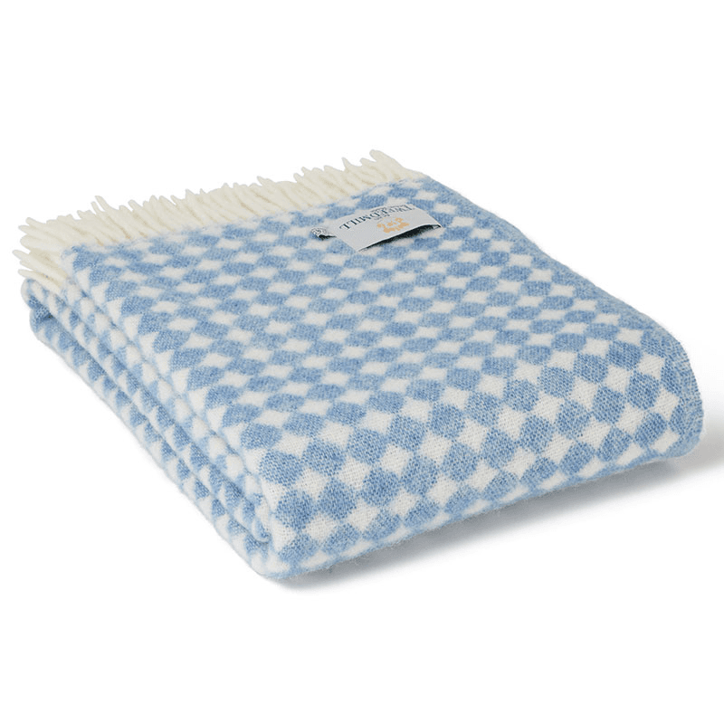 Jacquard Spot Pure New Wool Throw, 130 x 200cm, Blue Jay